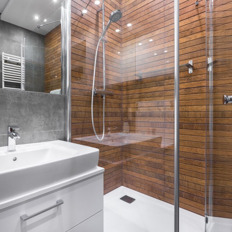Contemporary Shower with Bench